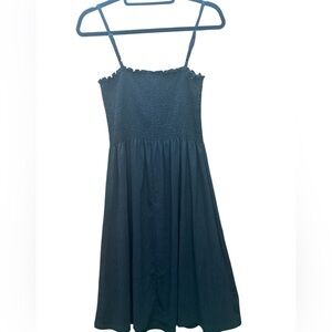 H&M Women’s Sleeveless Adjustable Shoulder Straps Smocked Black Midi Dress